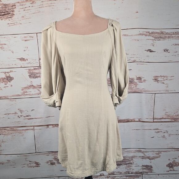 White Closet Elements Cotton Linen Blend Dress Beige Size 10 AUS (8 US) - Picture 1 of 8